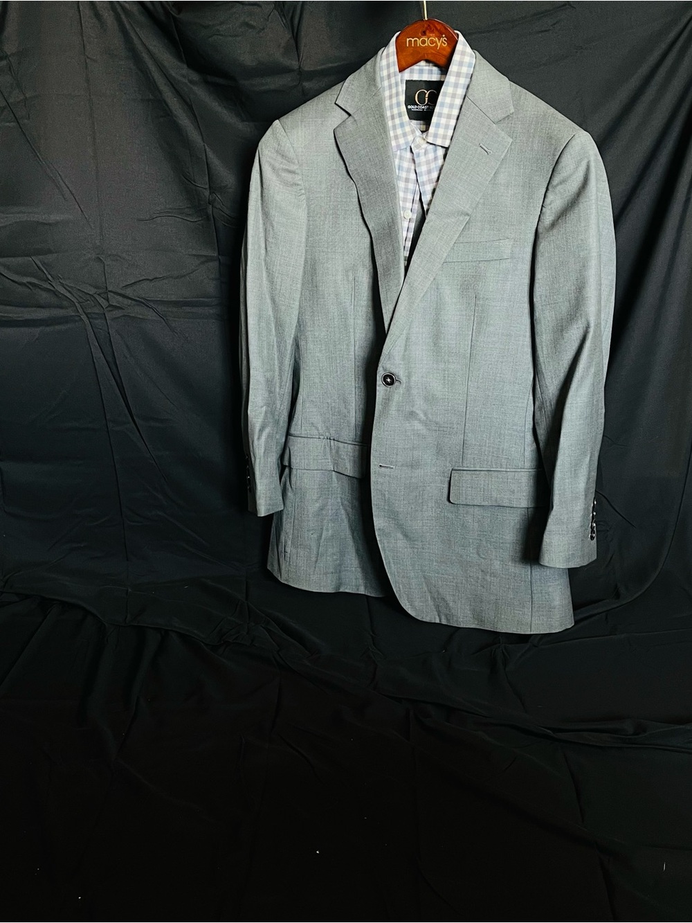 Men's Light Gray Single-Breasted Suit Jacket